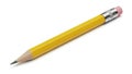 A sharpened yellow pencil with a pink eraser on a white background Royalty Free Stock Photo