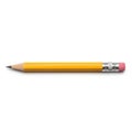A sharpened yellow pencil with a pink eraser on a white background Royalty Free Stock Photo
