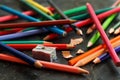 A sharpener and color pensils Royalty Free Stock Photo
