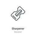 Sharpener outline vector icon. Thin line black sharpener icon, flat vector simple element illustration from editable education Royalty Free Stock Photo