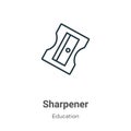 Sharpener outline vector icon. Thin line black sharpener icon, flat vector simple element illustration from editable education Royalty Free Stock Photo