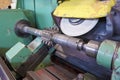 Sharpening of a worm cutter on a machine for cutting a tooth on a gear cutter.