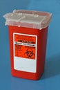 Sharps container for used needles