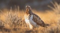 Sharptail grouse basking in the morning Royalty Free Stock Photo