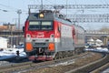 Russian modern electric locomotive EP1M-712 with a passenger train