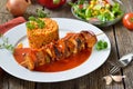 Shashlik with Djuvec rice Royalty Free Stock Photo