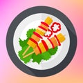 Shashlik kebab barbecue flat icon.