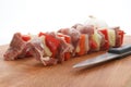 Shashlik with meat, onion and paprika