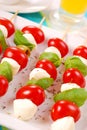 Shashlik with mozzarella,tomatoes and olives