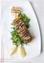 Shashlik with potherbs Royalty Free Stock Photo