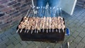 Shashlik - traditional russian barbecue. meat on barbeque.