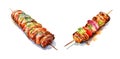 Shashlik, watercolor clipart illustration with isolated background