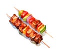 Shashlik, watercolor clipart illustration with isolated background