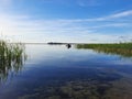 Shatsky Lakes. Ecotourism. Shatsk National Natural Park. Landscape of the setting sun on the lake.