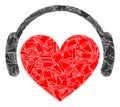 Shatter Mosaic Love Heart Headphones Icon Royalty Free Stock Photo