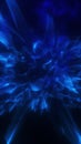 Shattered blue crystalline forms glowing in dark space, creating an energetic abstract explosion of light and geometry Royalty Free Stock Photo