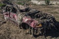 Shattered car, which struck a natural disaster Royalty Free Stock Photo