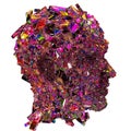 Shattered colorful glass Head side view