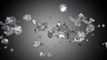 Shattered and cracked diamond or gemstones