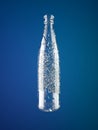 Shattered empty glass bottle over blue Royalty Free Stock Photo