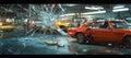 Shattered Glass, Damaged Cars Royalty Free Stock Photo