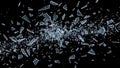 Shattered Glass Fragments Exploding on Black Background Royalty Free Stock Photo