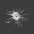 Shattered Glass Impact Effect Isolated on a Transparent Background Royalty Free Stock Photo