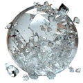 Shattered Glass Sphere Exploding. Symbolizes Fragility And Chaos In Abstract Art Isolated On Transparent Background Royalty Free Stock Photo