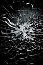 shattered glass texture - broken peaces of glass - broken shards of glass mirror - white cracks over a black background Royalty Free Stock Photo