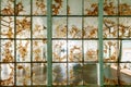 Shattered glass windows in an artist workshop Royalty Free Stock Photo