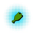 Shattered green bottle icon, comics style