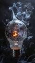 Shattered Light Bulb with Smoke Royalty Free Stock Photo