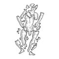 Shattered man sketch engraving vector