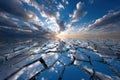 Shattered Mirror Landscape Under a Cloudy Sky Royalty Free Stock Photo