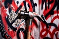 Shattered Order: A Gritty Claw Hammer Against a Backdrop of Anarchic Graffiti and Torn Protest Posters Royalty Free Stock Photo