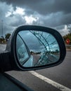 Shattered Reflection in a Broken Car Mirror Royalty Free Stock Photo