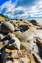 Shattered remnants of boulders Moeraki