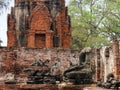 Shattered stone statues at Wat Phra Sri Sanphet. Ayutthaya, Thailand. Royalty Free Stock Photo