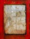 Shattered Window with red frame Royalty Free Stock Photo