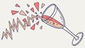Shattered Wine Glass Vector Illustration for Celebration, vector design Generative AI Royalty Free Stock Photo