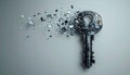 Shattering Key Representing Digital Failure Royalty Free Stock Photo