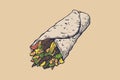 Shaurma icon, shawarma vector illustration, roll. Good for leaflets, cards, posters, prints, menu, booklets.