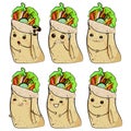 Shaurma icon, shawarma vector illustration, chicken roll vector