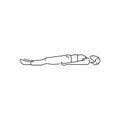 Shavasana Corpse Pose color line illustration. Pictogram for web page