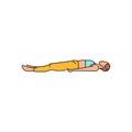 Shavasana Corpse Pose color line illustration. Pictogram for web page