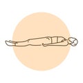 Shavasana Corpse Pose color line illustration. Pictogram for web page