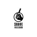 Shave barbershop salon logo with fist hand holding shave knife blade icon symbol