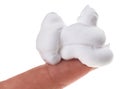 Shave foam (cream) sample on index finger