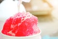 Shaved ice that is wearing milk, popular to eat in summer help Royalty Free Stock Photo