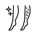 Shaved lady legs outline icon